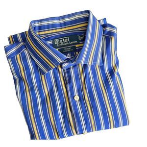 Polo Ralph Lauren Regent Classic Shirt Size 16 1/2 Large Blue‎ Stripe Button Up